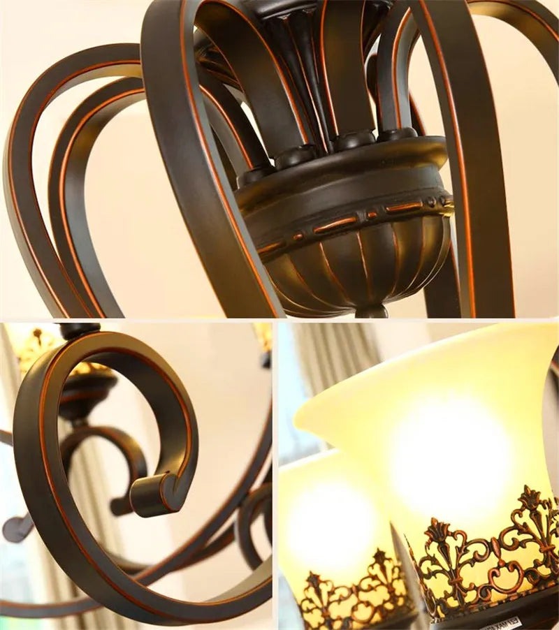 lustre en métal vintage style européen rétro pour éclairage intérieur - vue 7 sur 11