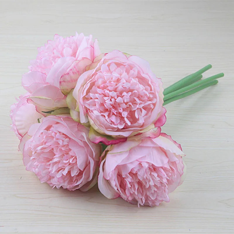 lot de 5 pivoines artificielles pour mariage et décoration intérieure - vue 12 sur 18