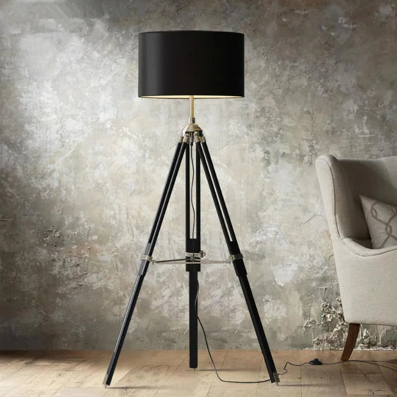 lampe à poser en bois massif style industriel créatif - vue 5 sur 10