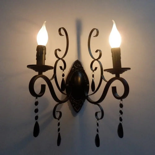 applique murale en cristal vintage à double tête en métal - vue 2 sur 6