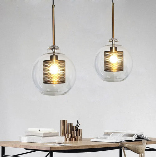 lustre en boule de verre industriel rétro pour loft hôtel restaurant