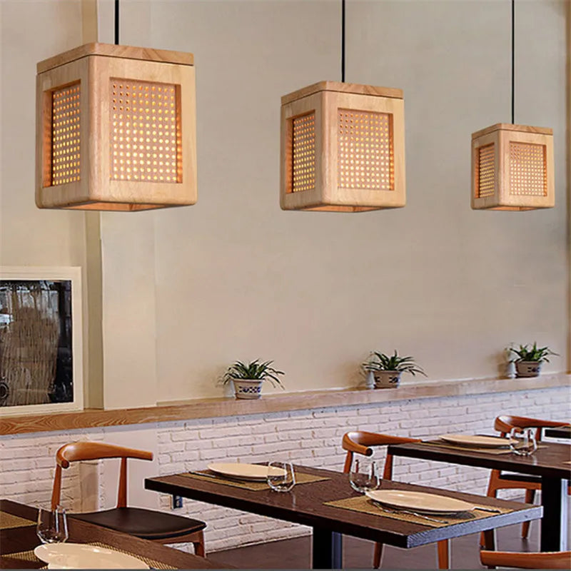 luminaires suspendus modernes en bois gzmj pour loft décor - vue 4 sur 6