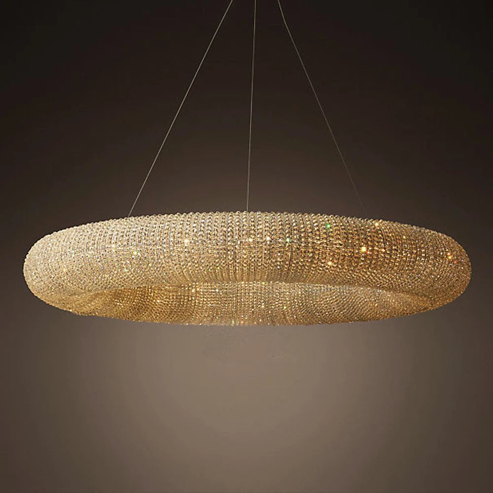 suspension vintage en cristal avec lumière led élégante - vue 5 sur 6