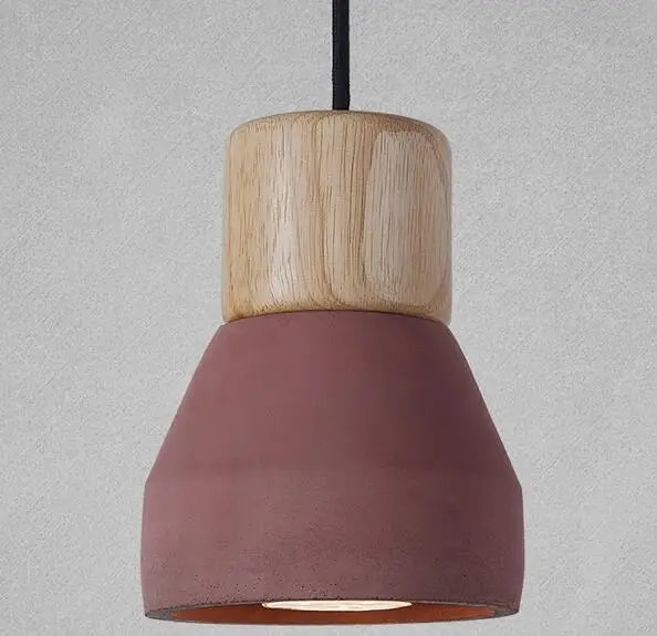 4 colour nordic loft style E27 wood and cement pendant light for living room, restaurant, cafe or bedroom – modern colourful ceiling lamp - vue 9 sur 10