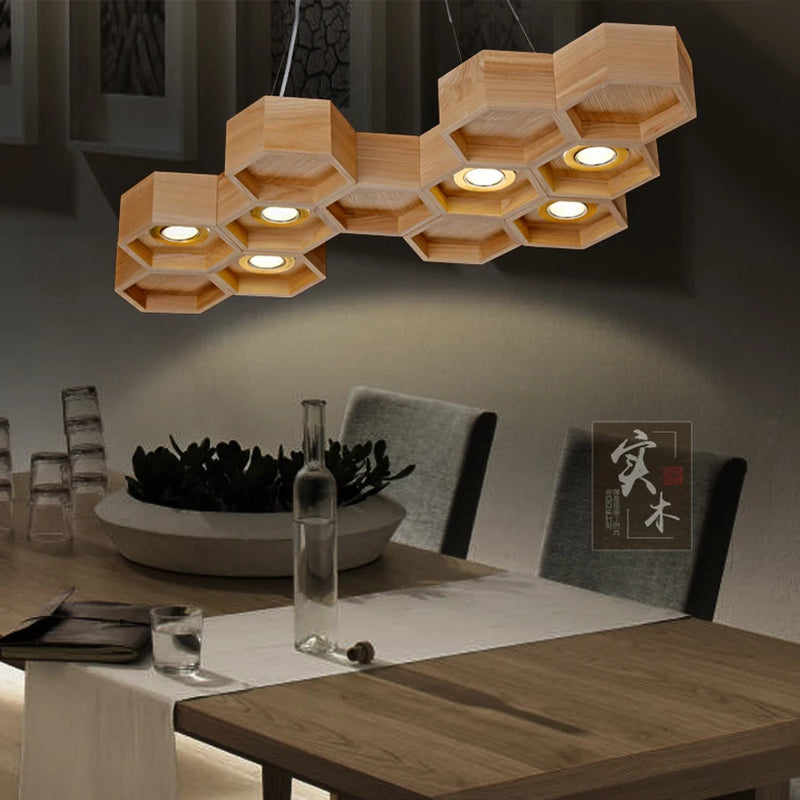 suspension en bois acrylique design nid dabeille pour intérieur