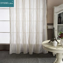 Rideau lin rayé style naturel plis plats moderne