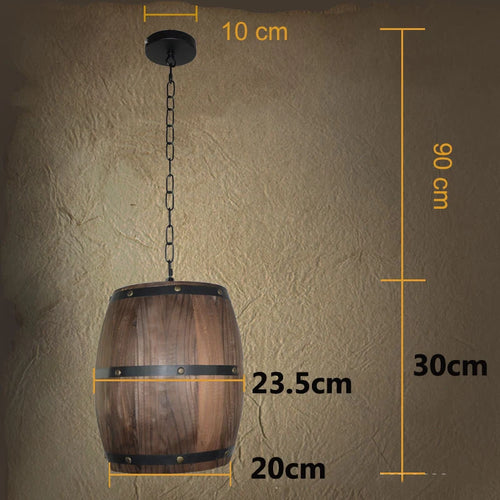 baril en bois suspension style rétro pour restaurant