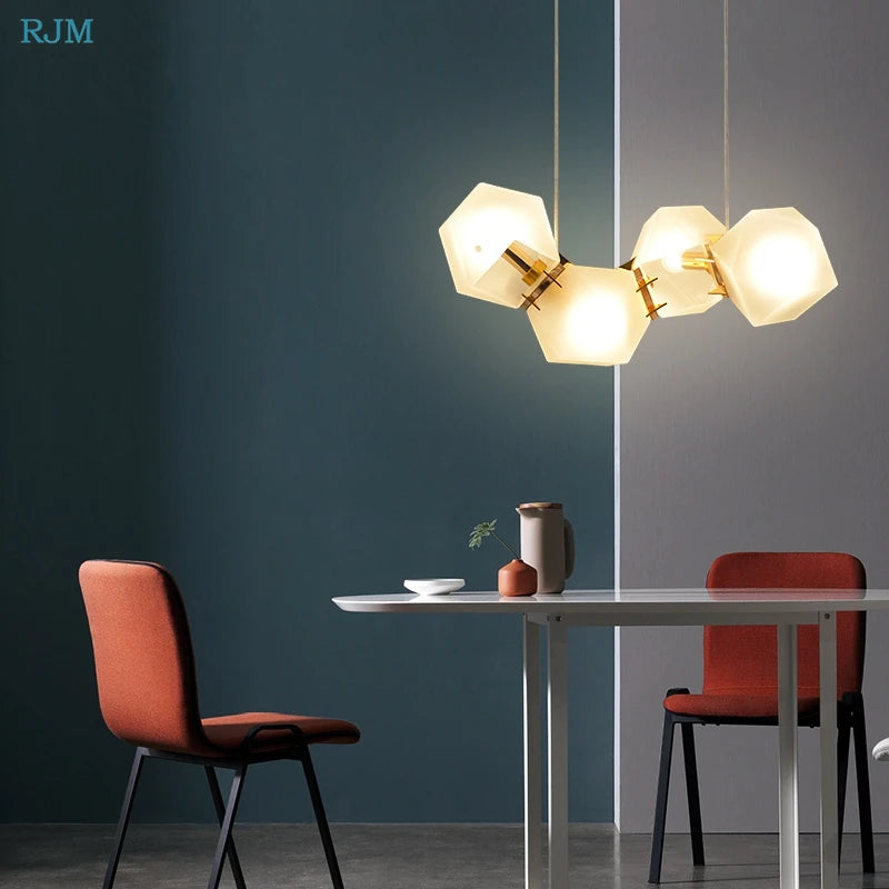suspension en verre moléculaire à géométrie postmoderne nordique pour divers espaces - vue 4 sur 9