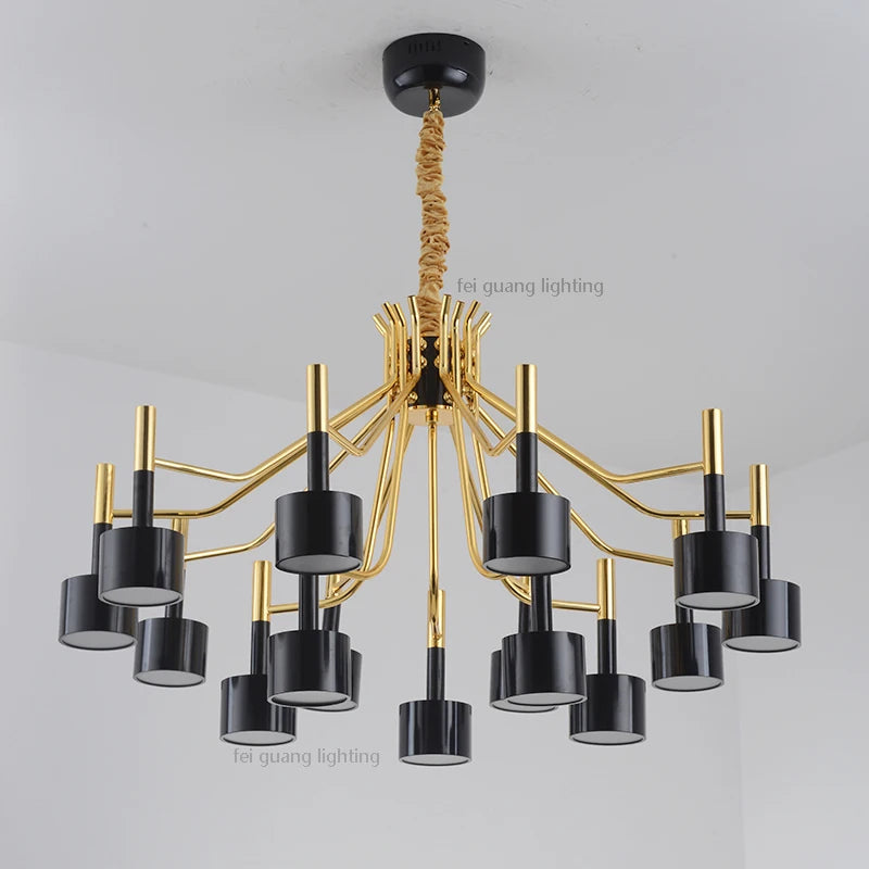 lustre noir postmoderne en métal pour cafés et restaurants - vue 6 sur 10