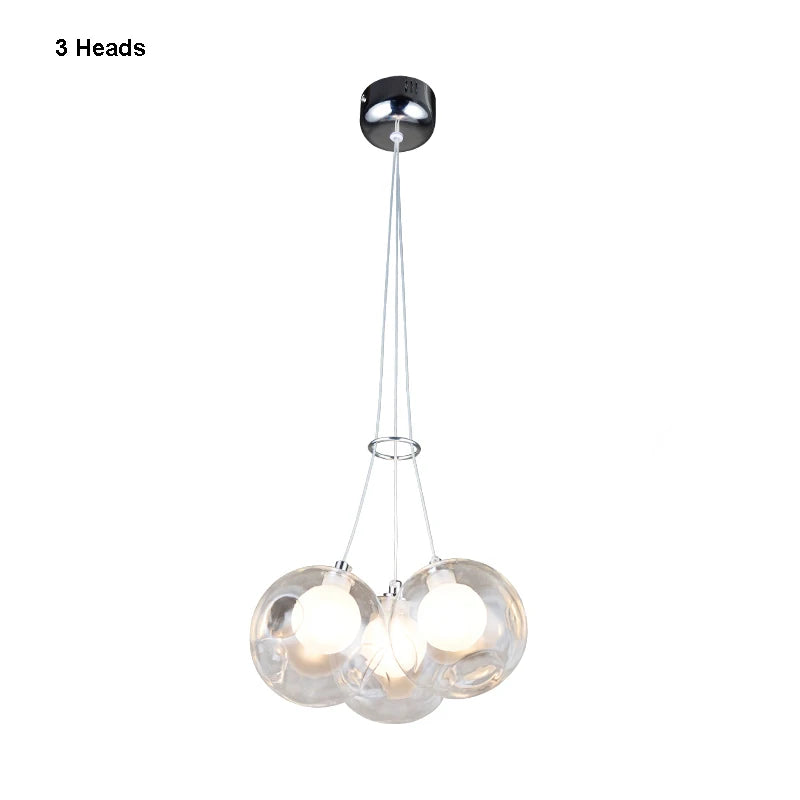 gzmj moderne boule de verre suspension lumières multiples têtes suspension lampe - vue 12 sur 13