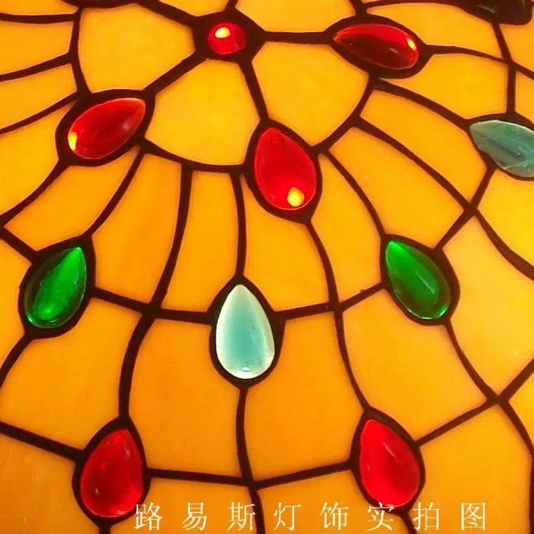 Factory Direct 16-inch The American Retro Ceiling Lamps Tiffany Stained Glass Art Of Living Room, Bedroom Balcony Lighting - vue 4 sur 6