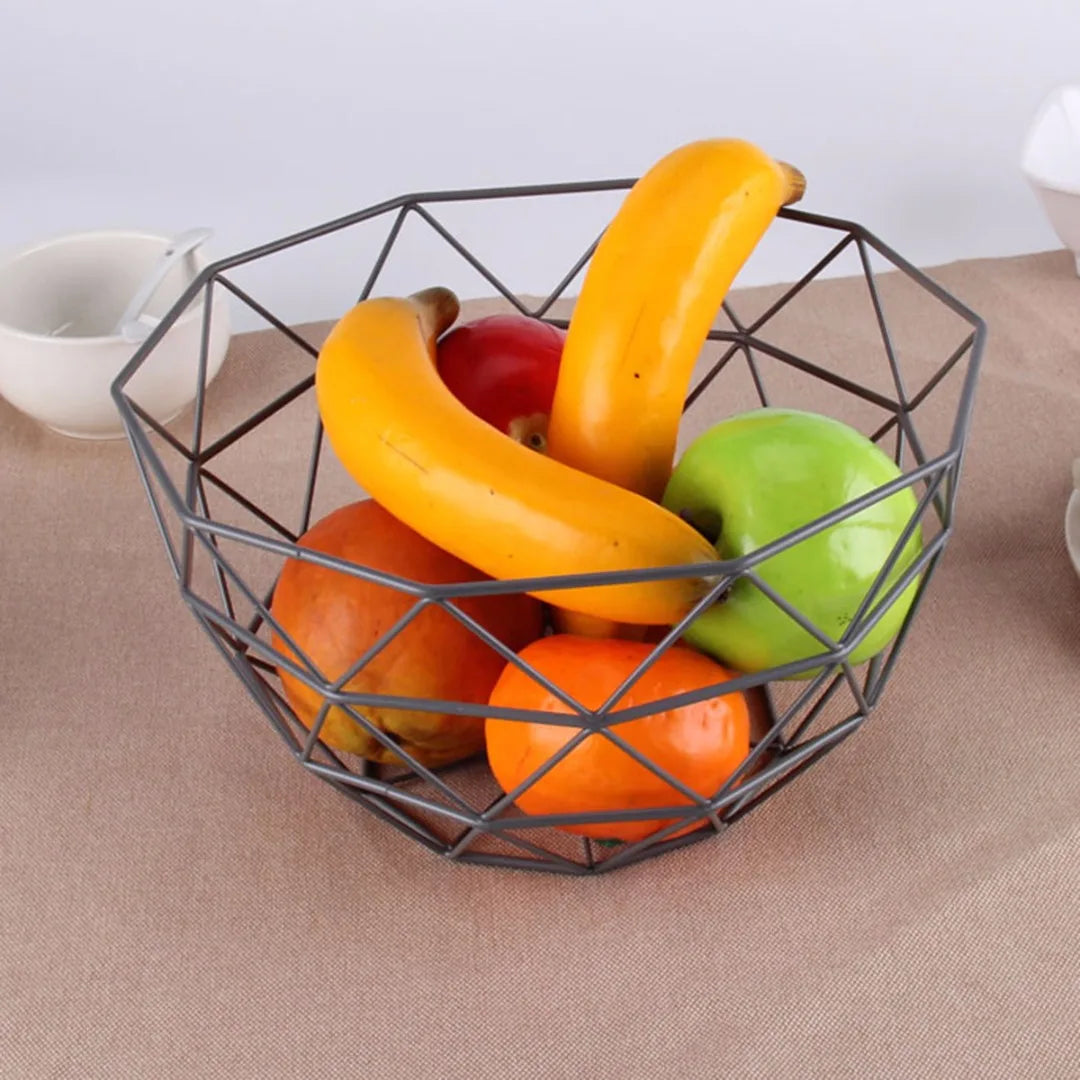 panier de rangement décoratif en fil de fer géométrique pour fruits - vue 7 sur 6