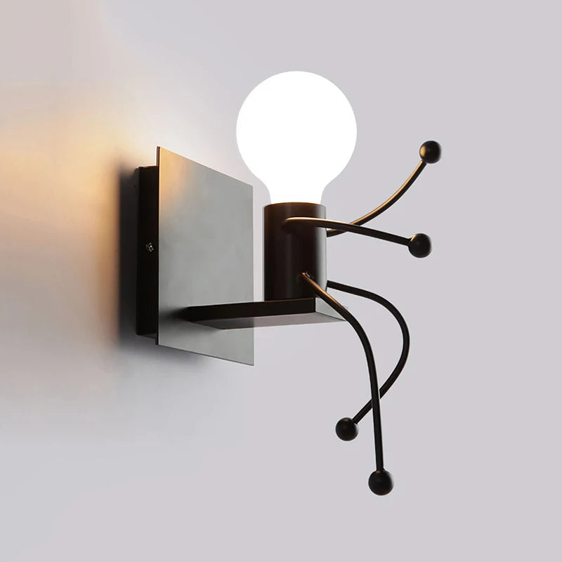 applique murale led en fer avec poupée de dessin animé nordique pour enfants - vue 4 sur 12