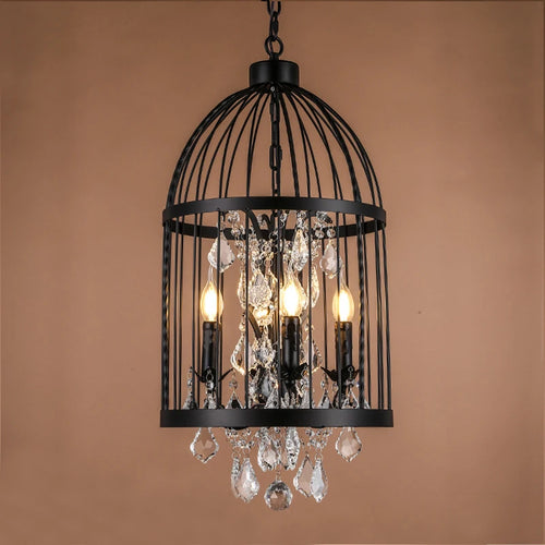 lustre vintage en fer forgé style empire cristal - vue 3 sur 6