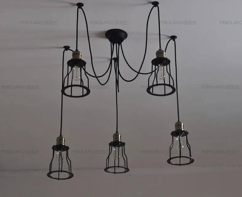 lustre rétro nordique vintage réglable design art spider - vue 4 sur 5