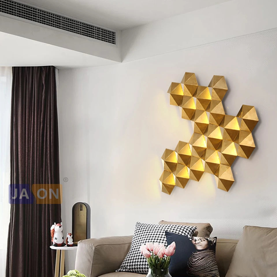 Applique murale LED postmoderne en acier inoxydable doré nid d'abeille LED lumière LED pour magasin chambre Foyer - vue 5 sur 11