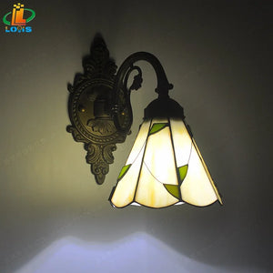 Decorative Tiffany-style enamelled mirror mermaid wall light