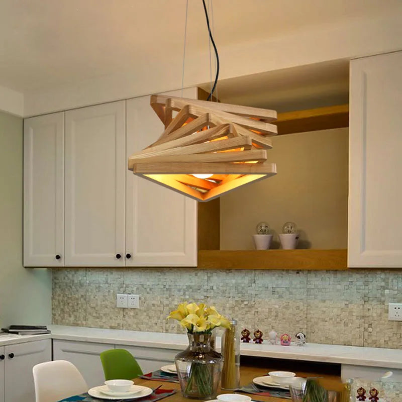 luminaire suspendu créatif en bois de fruits pour île moderne - vue 6 sur 5
