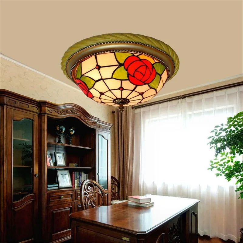 plafonnier en vitrail style méditerranéen pour extérieur et intérieur - vue 5 sur 14