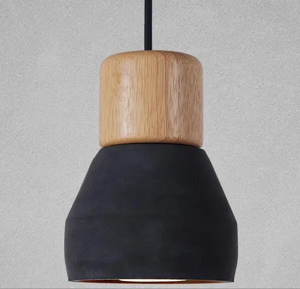 4 colour nordic loft style E27 wood and cement pendant light for living room, restaurant, cafe or bedroom – modern colourful ceiling lamp
