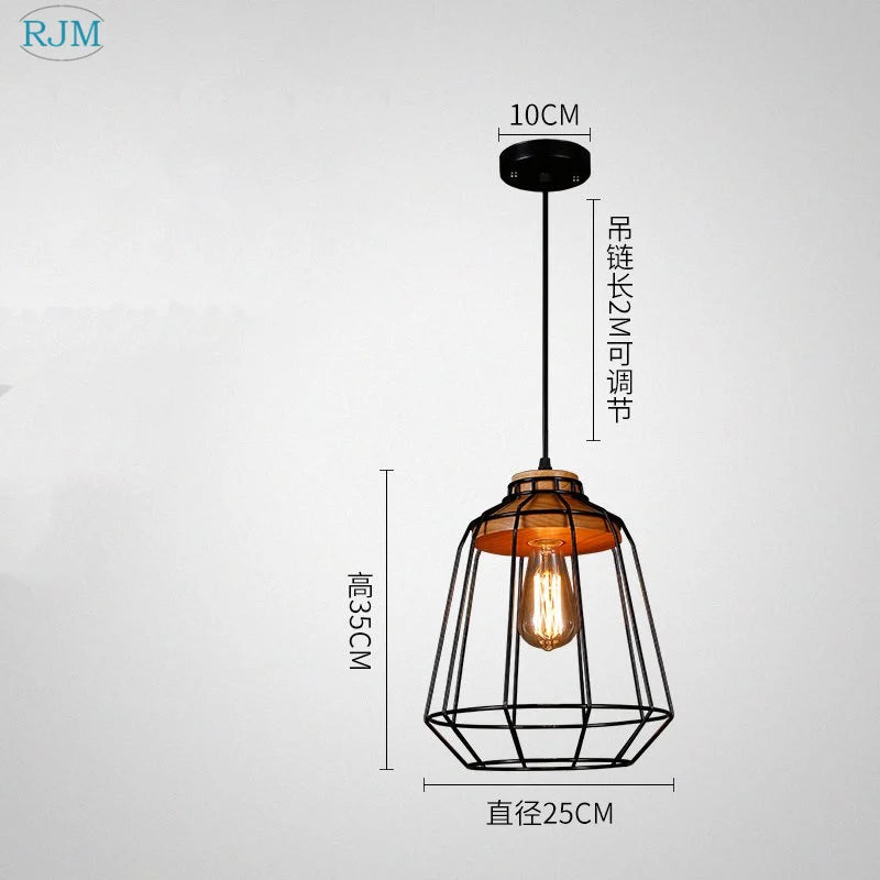 Nordique créatif rétro fer suspension personnalité barre Vintage maille lampes suspendues chambre salon café Restaurant éclairage - vue 7 sur 7
