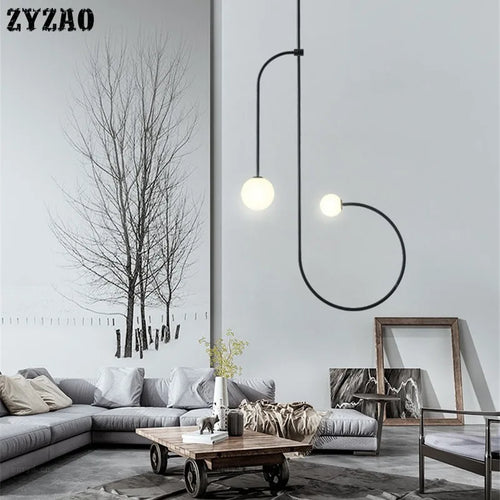 Minimalist iron pendant light for modern interior decor - vue 4 sur 7