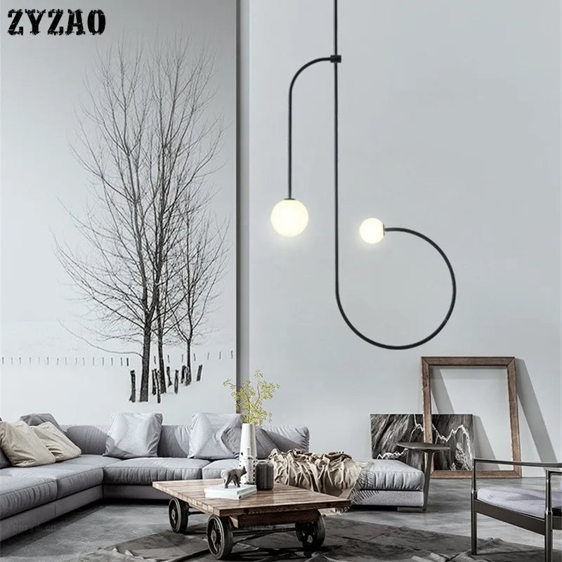 Minimalist iron pendant light for modern interior decor - vue 3 sur 7