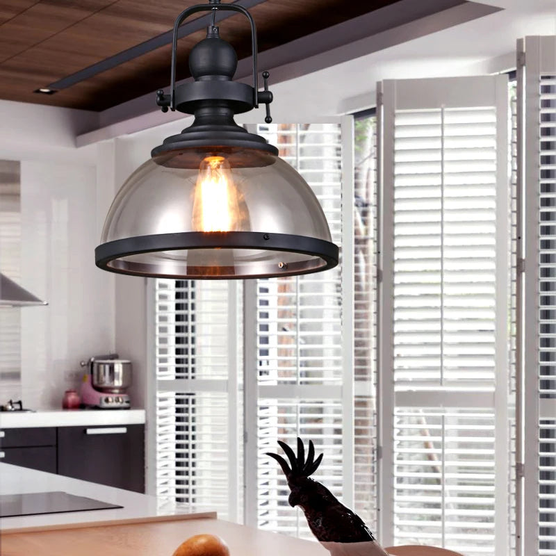 suspension vintage en fer et verre pour décoration maison