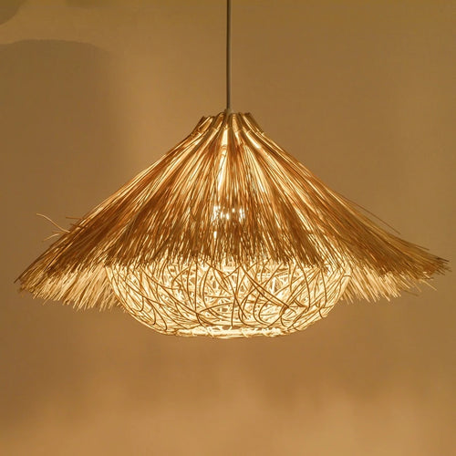 lampe suspendue originale en rotin nid d'oiseau tissé à la main