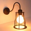 Loft cage wall light with vintage shade for home and living room
