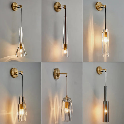 Nordic crystal and copper modern minimalist wall light - vue 2 sur 12