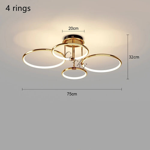 lustre led postmoderne à anneau pour décoration nordique moderne - vue 10 sur 10