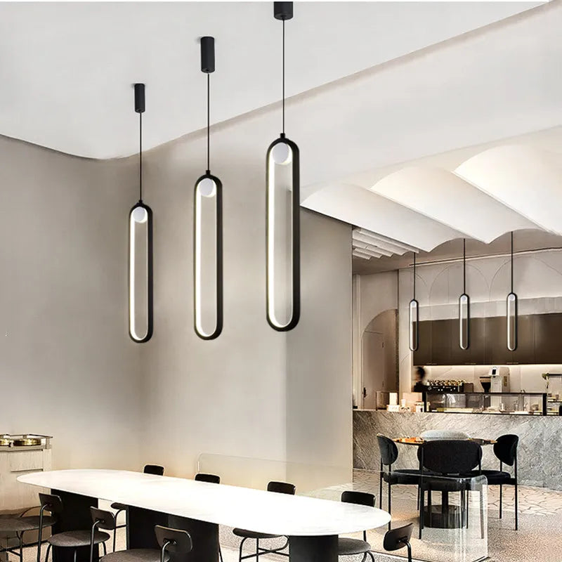 lustre moderne led suspendu design minimaliste éclairage suspension - vue 5 sur 8
