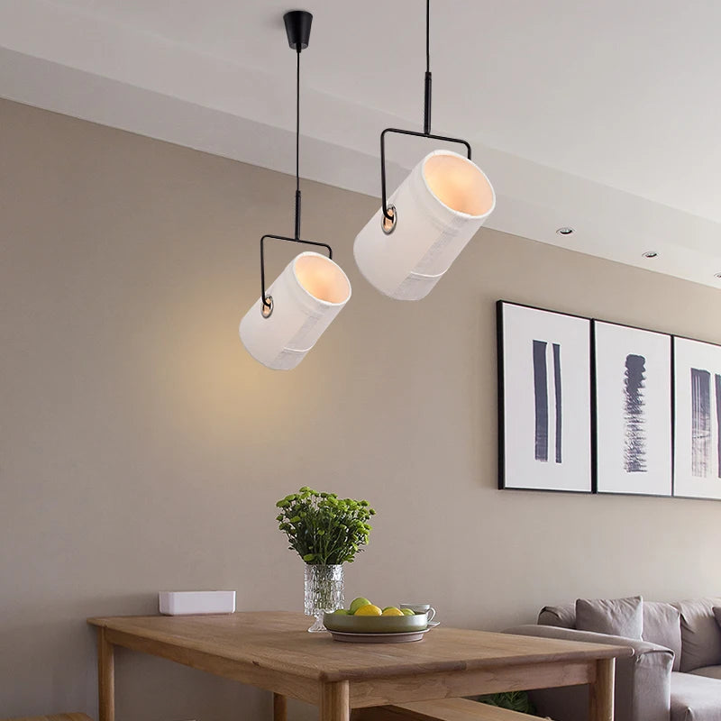 lustre rotatif nordique style loft moderne en tissu - vue 2 sur 5
