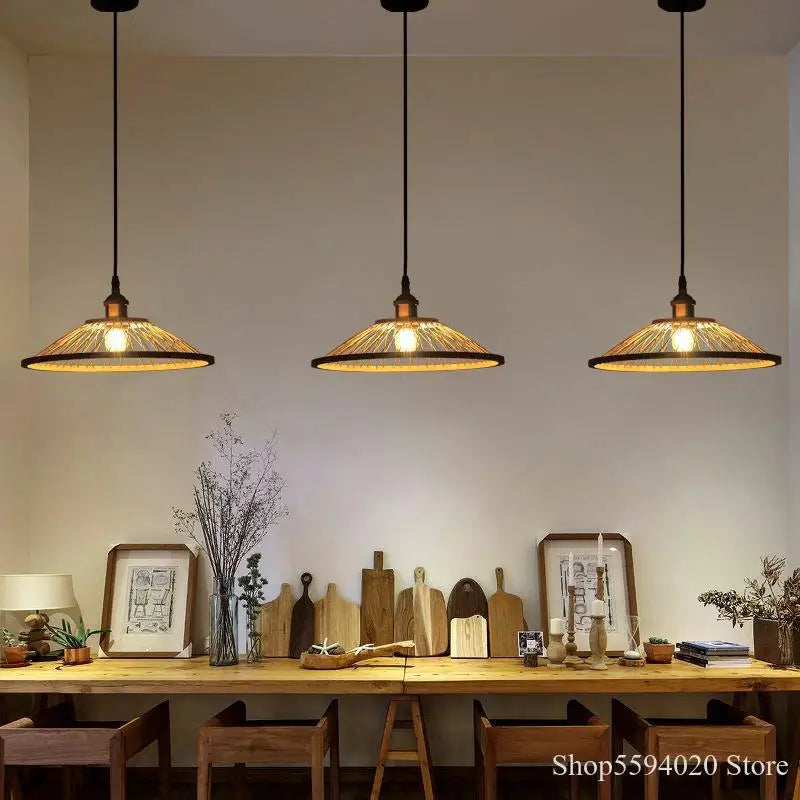 lustre restaurant en bambou chinois créatif led zen asie - vue 4 sur 6