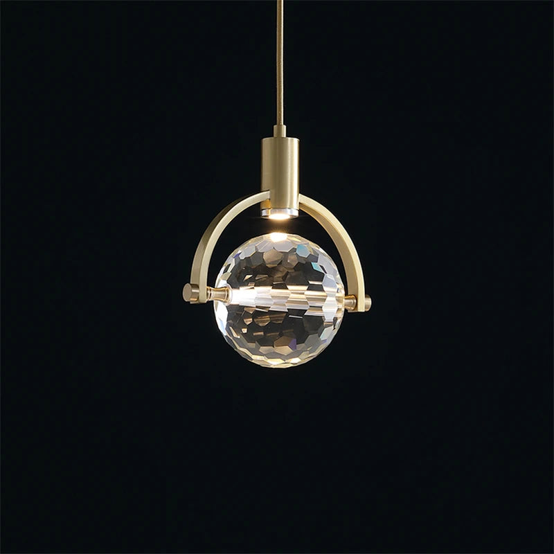 suspension LED en cristal design nordique luxueux - vue 4 sur 8