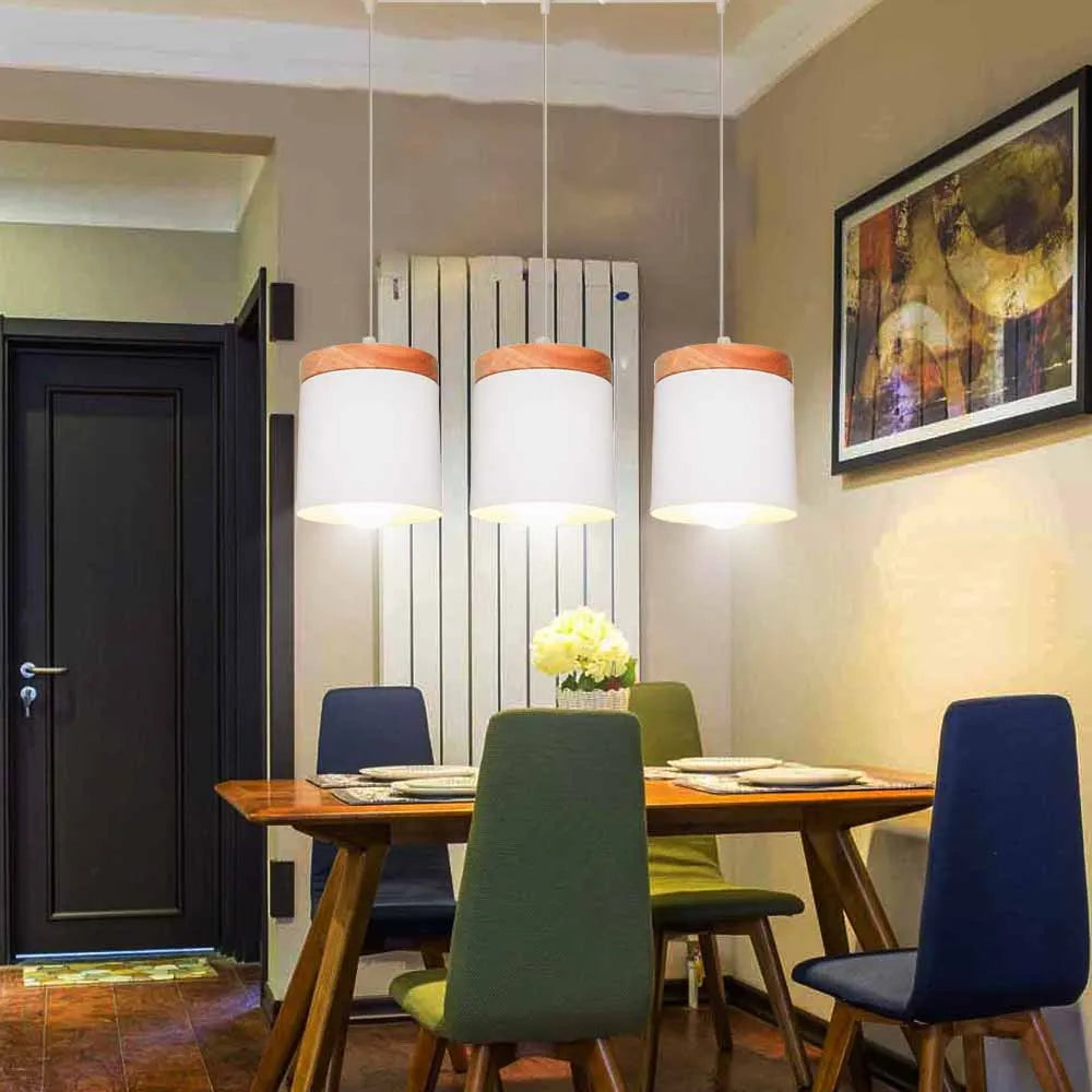 lampes suspendues nordiques en bois moderne pour éclairage intérieur - vue 7 sur 12