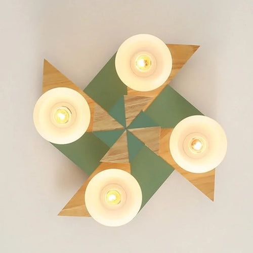 plafonnier japonais makaron en bois pour enfants moderne - vue 7 sur 9