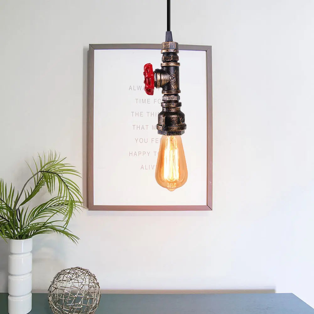 suspension vintage loft industriel fer tuyau d'eau led pour bar restaurant - vue 4 sur 9