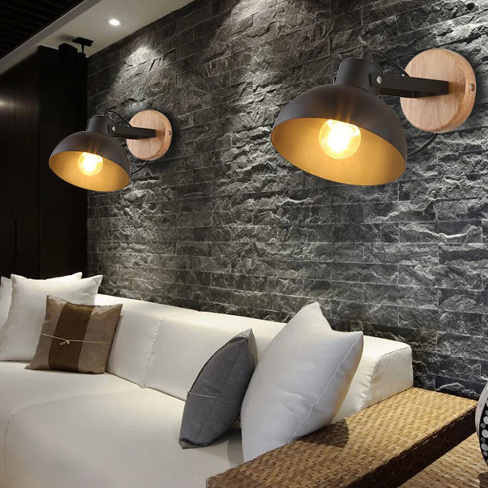 Applique murale industrielle nordique lumières Wandlamp rétro Applique murale en bois E27 LED intérieur chambre salle de bains balcon Bar allée éclairage - vue 4 sur 8