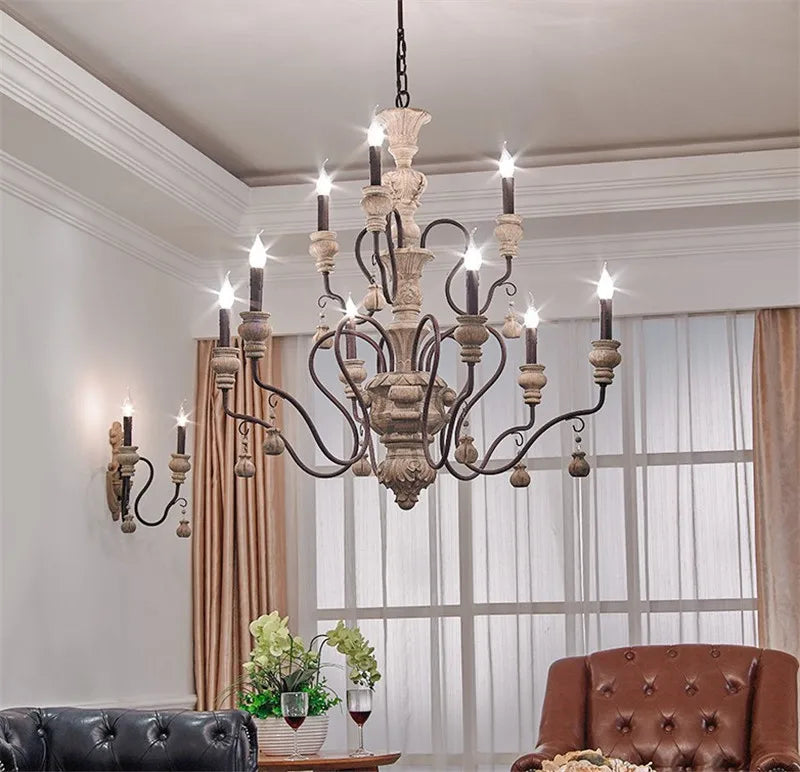 lustre vintage à bougie style européen rétro élégant pour intérieur moderne - vue 4 sur 12
