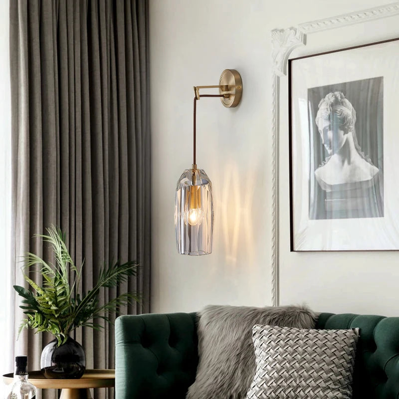 Nordic crystal and copper modern minimalist wall light - vue 4 sur 12