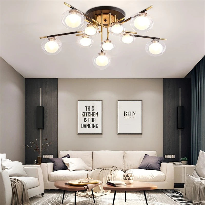 plafonniers nordiques simples luxe décoration maison luminaires suspendus - vue 4 sur 9