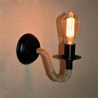 American vintage retro hemp rope wall light