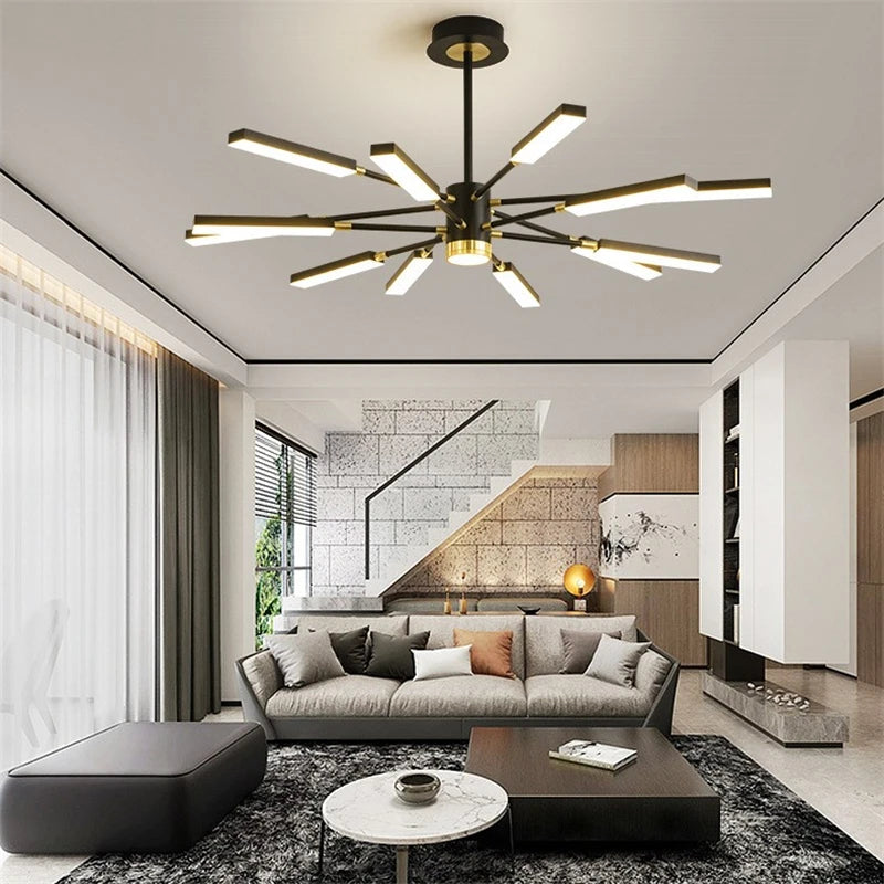 lustre d'art nordique moderne en fer avec éclairage led - vue 4 sur 9