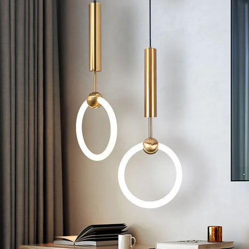Nordique créatif suspension LED lumière 360 ° lueur chambre chevet Art lustre postmoderne suspension lampe de luxe - vue 3 sur 24