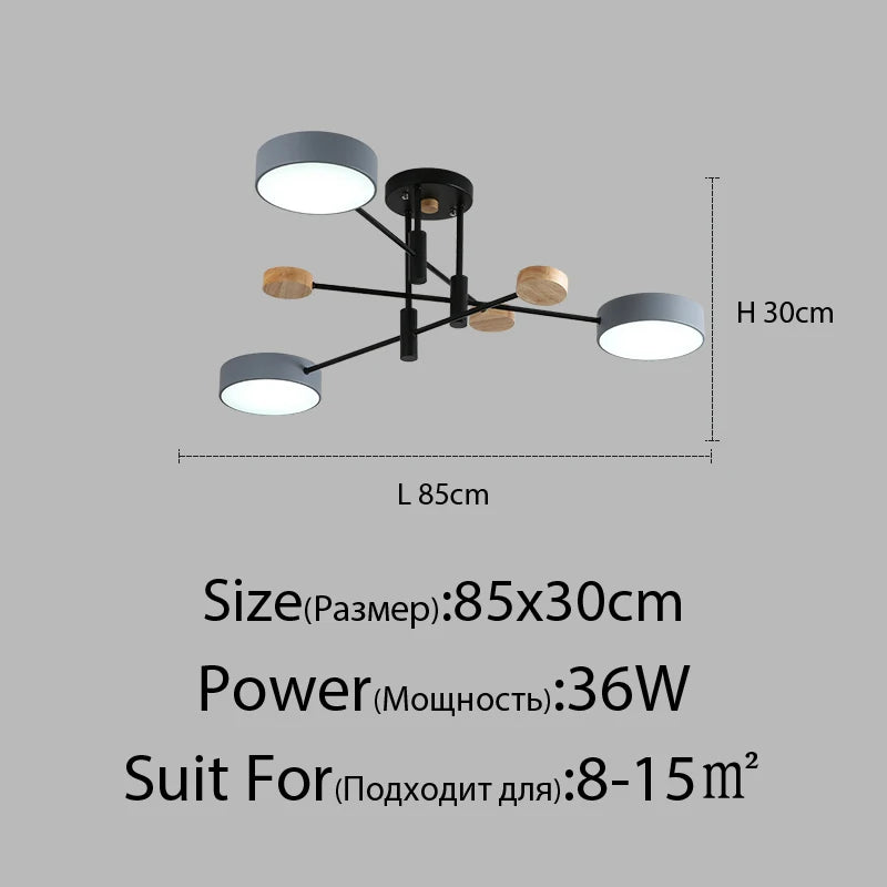 Contemporary nordic LED chandelier in minimalist wrought iron - vue 10 sur 15