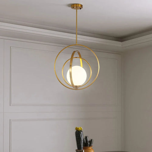 Minimalist nordic round glass chandelier luxury designer light - vue 4 sur 8