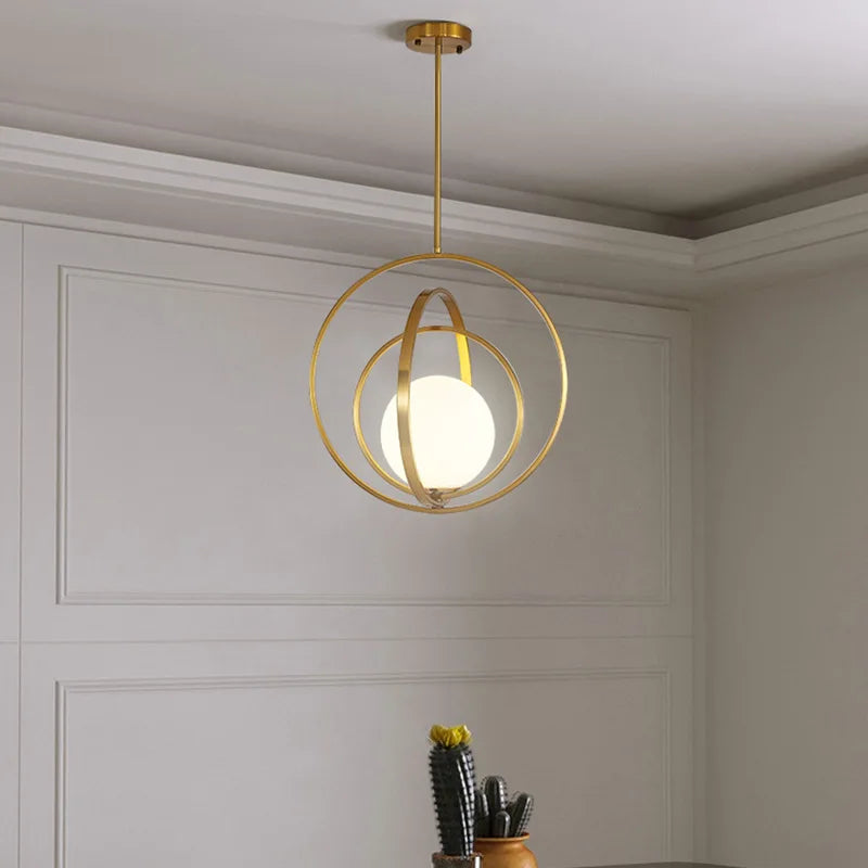 Minimalist nordic round glass chandelier luxury designer light - vue 3 sur 8