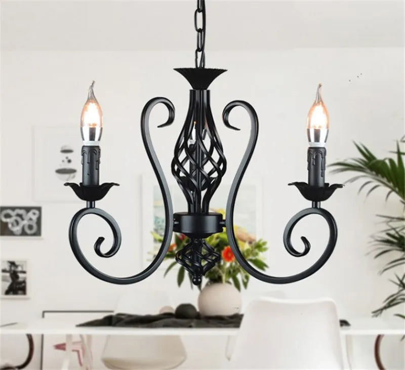 lustre industriel rétro en fer forgé chandelier vintage suspendu - vue 3 sur 6